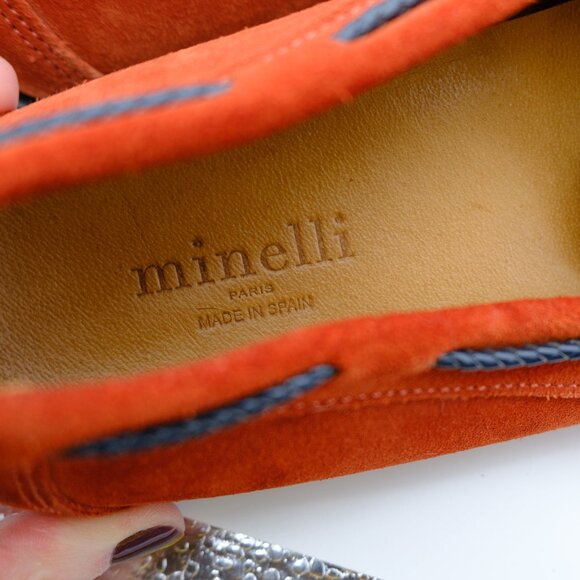 Men's Minelli Rust Orange Suede Loafers - Picture 3 of 4